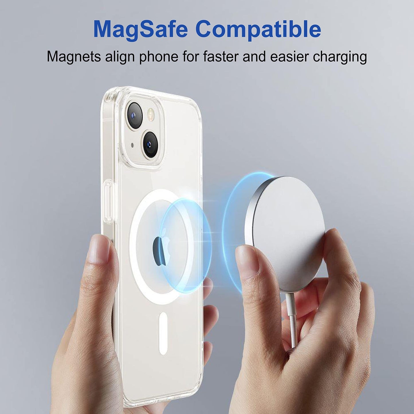 VAKIBO Megnatic Magsafe Transparent Soft with Hard back Back Cover Case With Camera Protection Ring Suitable for Apple iPhone 14 Plus