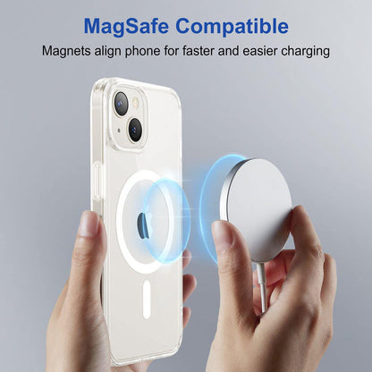 VAKIBO Megnatic Magsafe Transparent Soft with Hard back Back Cover Case With Camera Protection Ring Suitable for Apple iPhone 14 Plus