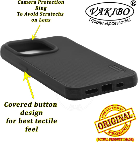 VAKIBO Niukin Dotted Design Black Coloured Soft TPU Rubber Back Cover Case With Camera Protection Ring Suitable for Apple iPhone 14 Pro