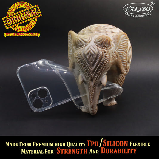 VAKIBO Premium Clear 1.5MM Thick Transparent Soft TPU Rubber Back Cover Case With Camera Protection Suitable for Apple iPhone 15 Plus