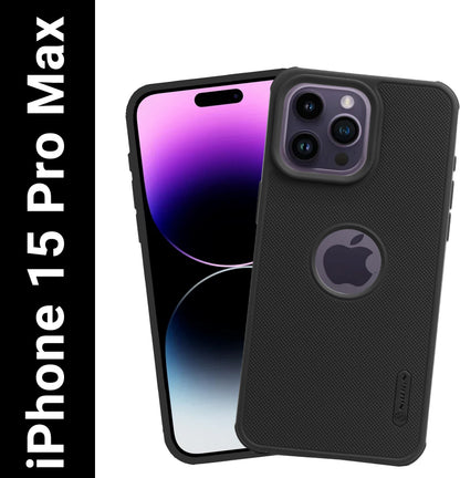 VAKIBO Niukin Dotted Design Black Coloured Soft TPU Rubber Back Cover Case With Camera Protection Ring Suitable for Apple iPhone 15 Pro Max