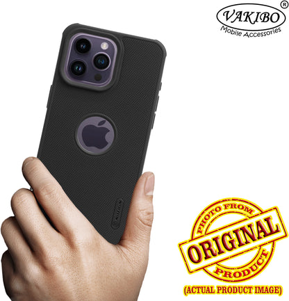 VAKIBO Niukin Dotted Design Black Coloured Soft TPU Rubber Back Cover Case With Camera Protection Ring Suitable for Apple iPhone 15 Pro Max