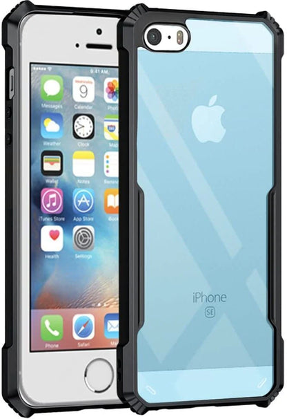 VAKIBO Best Selling Black and Transparent Back Cover Case Made With Soft TPU and Acrylic With 4 Corner and Camera Protection Suitable for Apple iPhone 5s