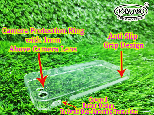 VAKIBO Premium Clear 1.5MM Thick Transparent Soft TPU Rubber Back Cover Case With Camera Protection Suitable for Apple iPhone 5