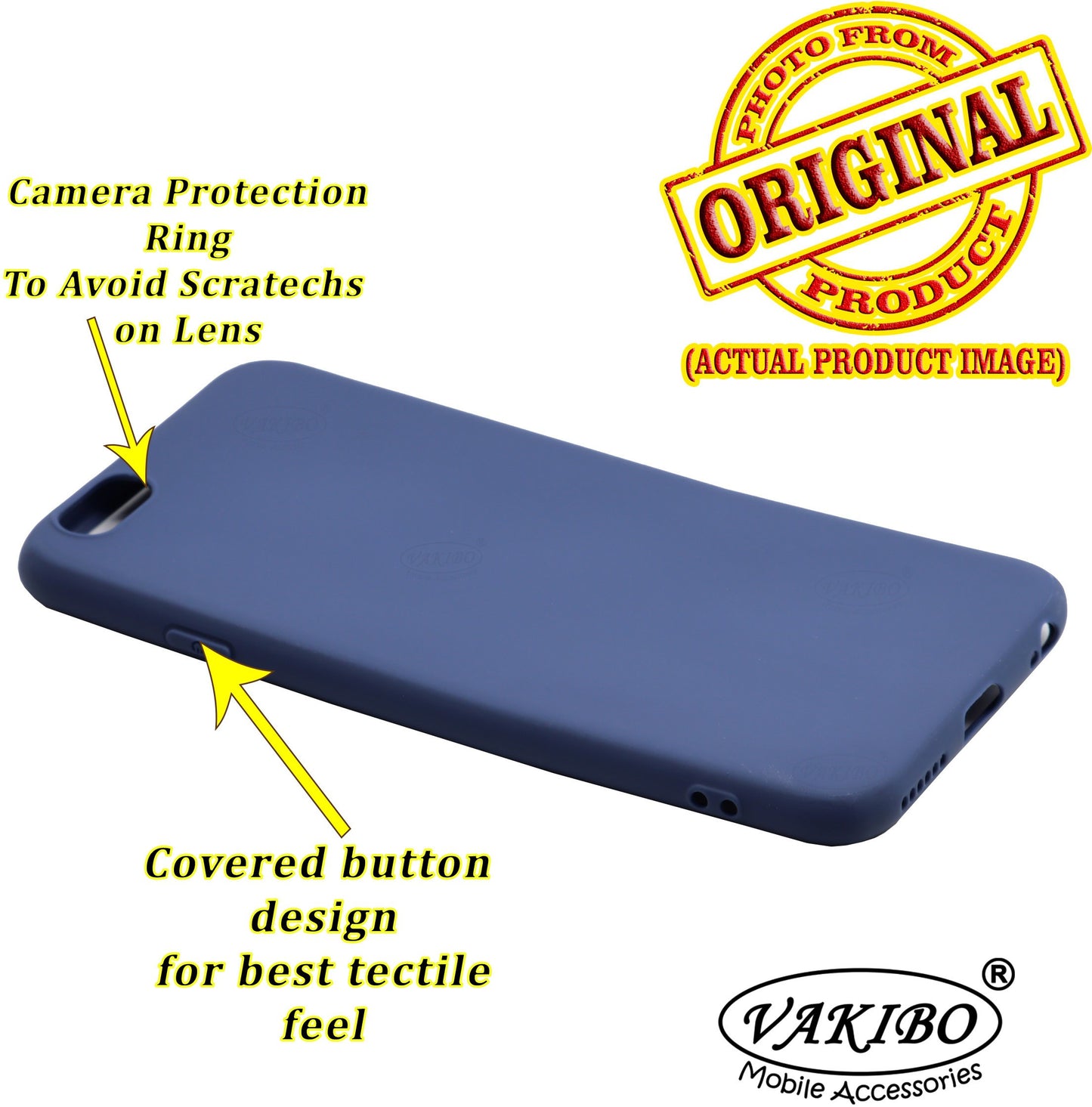 VAKIBO 1.2 MM Thick Blue Coloured Soft TPU Rubber Back Cover Case With Camera Protection Ring Suitable for Apple iPhone 7