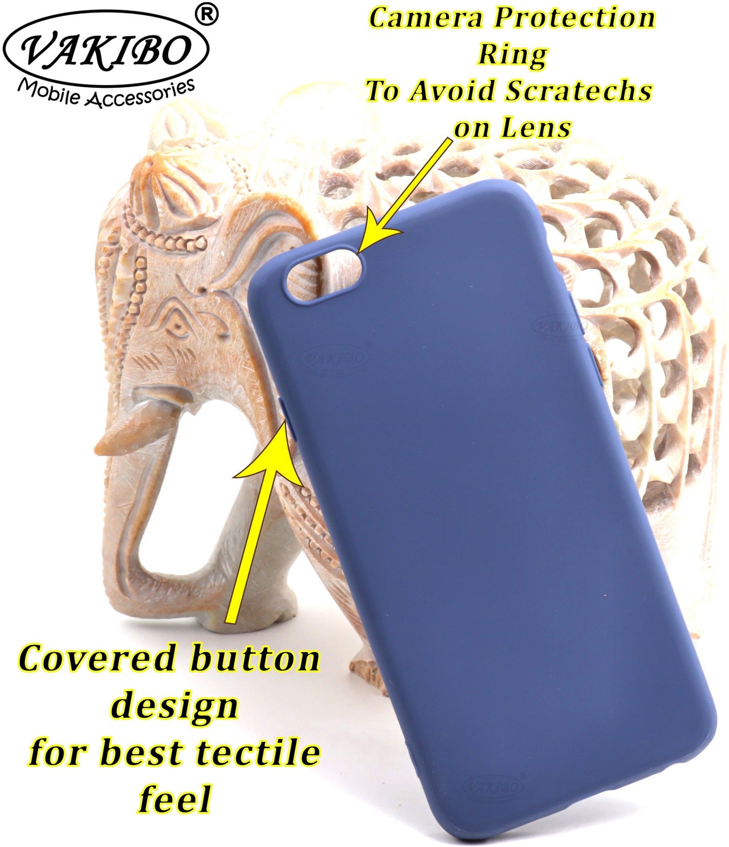 VAKIBO 1.2 MM Thick Blue Coloured Soft TPU Rubber Back Cover Case With Camera Protection Ring Suitable for Apple iPhone 7