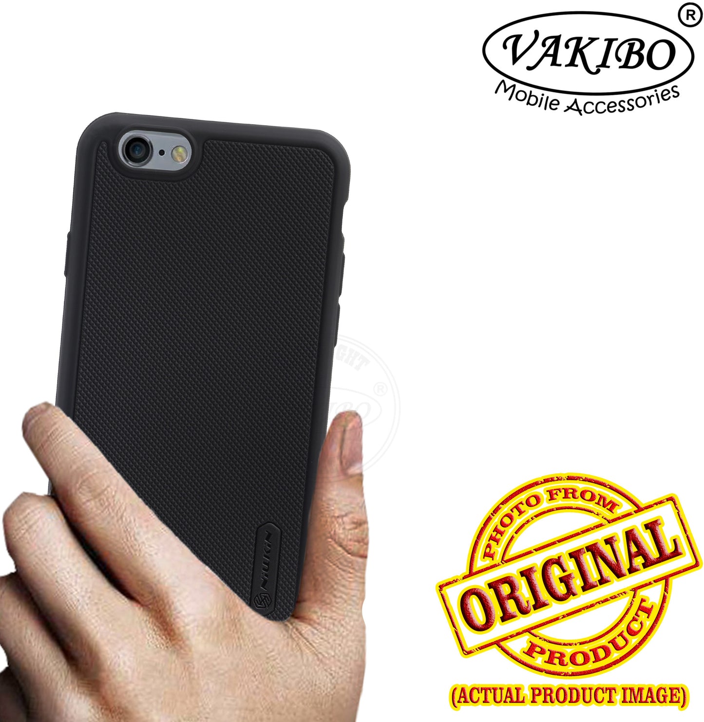 VAKIBO Niukin Dotted Design Black Coloured Soft TPU Rubber Back Cover Case With Camera Protection Ring Suitable for Apple iPhone 6