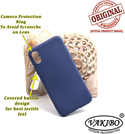 VAKIBO 1.2 MM Thick Blue Coloured Soft TPU Rubber Back Cover Case With Camera Protection Ring Suitable for Apple iPhone XS