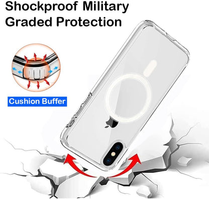 VAKIBO Megnatic Magsafe White Coloured Soft with Hard back Back Cover Case With Camera Protection Ring Suitable for iPhone X