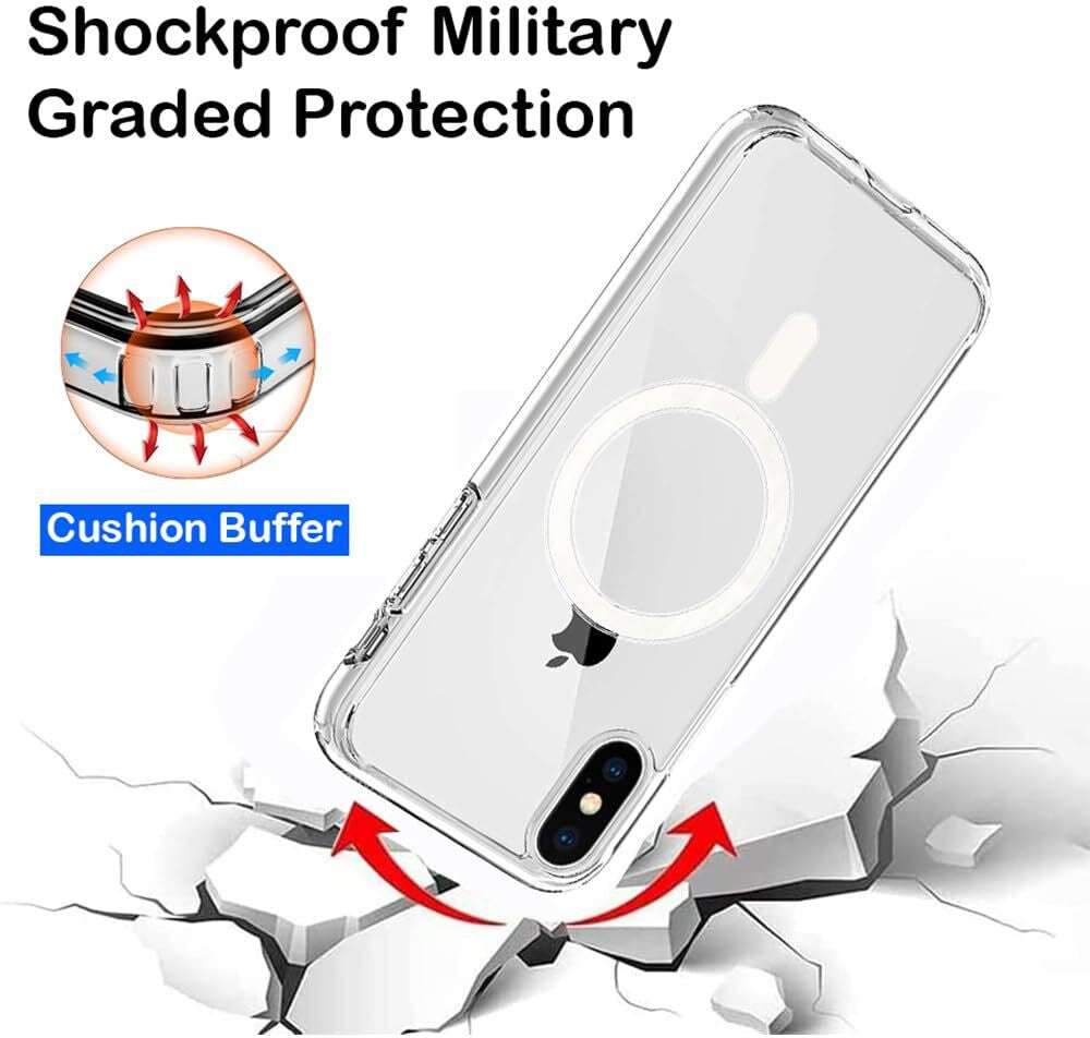 VAKIBO Megnatic Magsafe White Coloured Soft with Hard back Back Cover Case With Camera Protection Ring Suitable for iPhone Xs