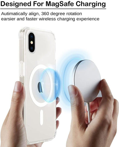 VAKIBO Megnatic Magsafe White Coloured Soft with Hard back Back Cover Case With Camera Protection Ring Suitable for iPhone Xs