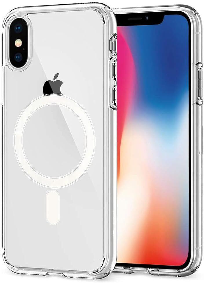 VAKIBO Megnatic Magsafe White Coloured Soft with Hard back Back Cover Case With Camera Protection Ring Suitable for iPhone Xs
