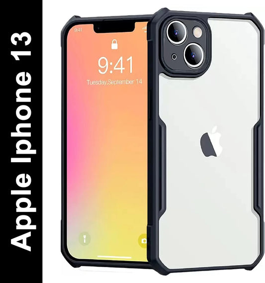 VAKIBO Best Selling Black and Transparent Back Cover Case Made With Soft TPU and Acrylic With 4 Corner and Camera Protection Suitable for Apple iPhone 13