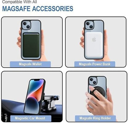 VAKIBO Megnatic Magsafe Black Coloured Soft with Hard back Back Cover Case With Camera Protection Ring Suitable for Samsung Galaxy S24 FE
