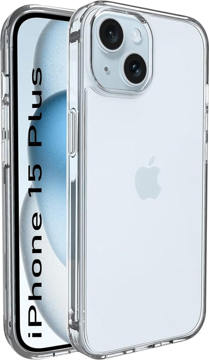 VAKIBO Premium Clear 2MM Thick Transparent Soft TPU Rubber Back Cover Case With Camera Protection Suitable for iPhone 15 Plus