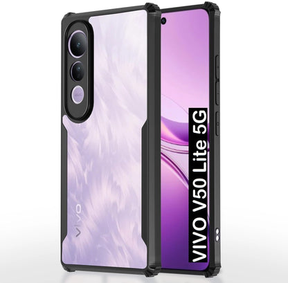 VAKIBO Best Selling Black and Transparent Coloured Made With Soft TPU and Acrylic Back Cover Case With 4 Corner and Camera Protection Suitable for Vivo V50 Lite