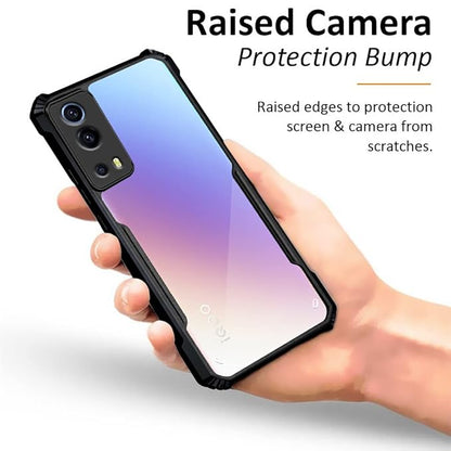 VAKIBO Best Selling Black and Transparent Back Cover Case Made With Soft TPU and Acrylic With 4 Corner and Camera Protection Suitable for iQOO Z3