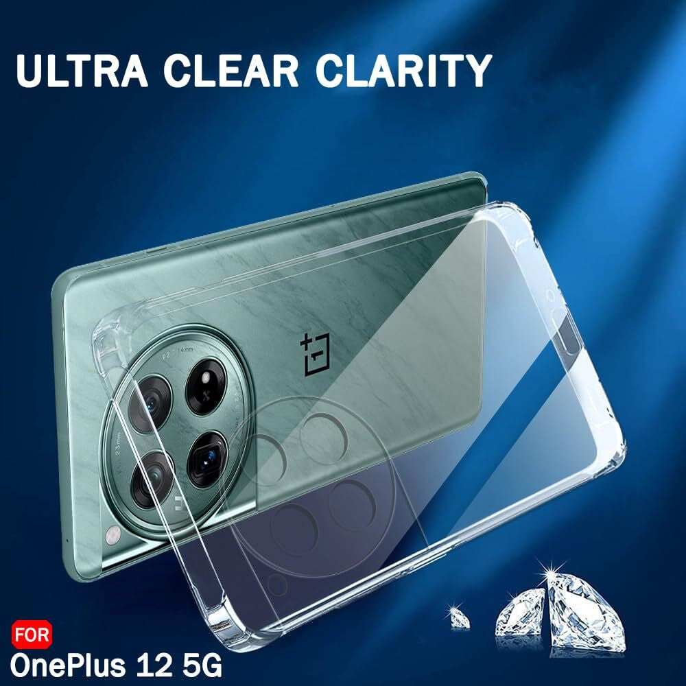 VAKIBO Premium Clear 1.5MM Thick Transparent Soft TPU Rubber Back Cover Case With Camera Protection Suitable for OnePlus 12