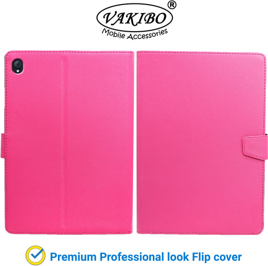 VAKIBO Mercury Premium Pink Coloured made With Canvas and TPU Flip Cover Case Suitable for Lenovo Tab K10