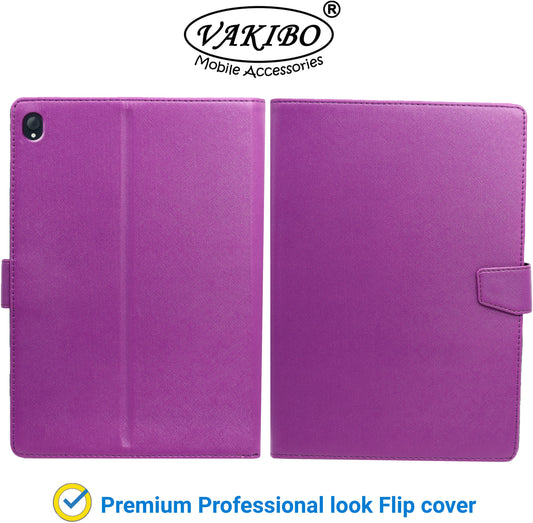 VAKIBO Mercury Premium Purple Coloured made With Canvas and TPU Flip Cover Case Suitable for Lenovo Tab K10