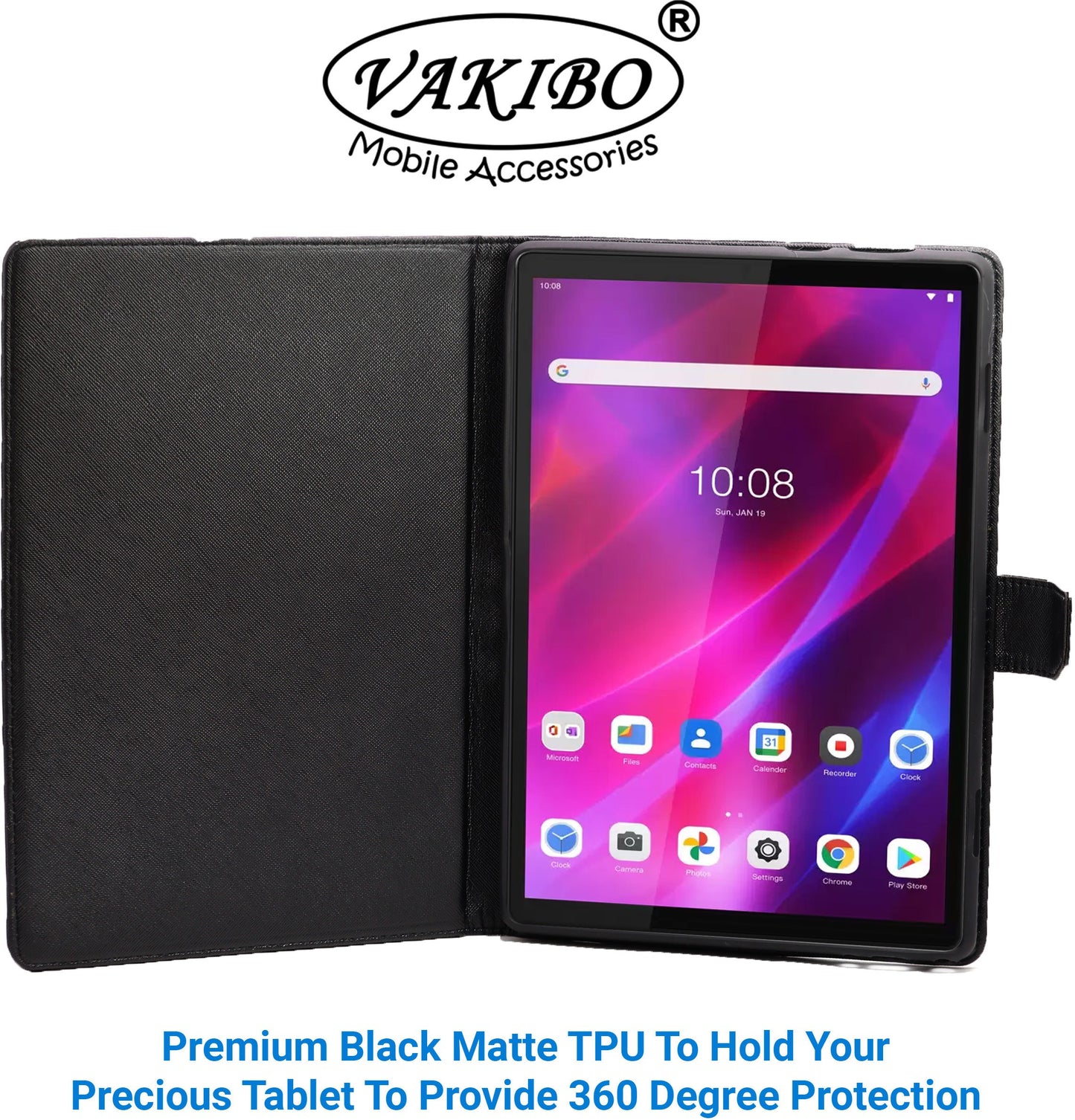 VAKIBO Mercury Premium Red Coloured made With Canvas and TPU Flip Cover Case Suitable for Lenovo Tab K10