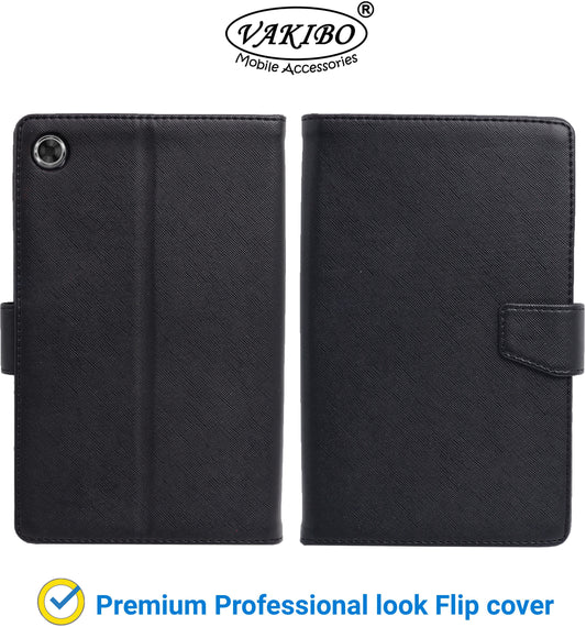 VAKIBO Mercury Premium Black Coloured made With Canvas and TPU Flip Cover Case Suitable for Samsung Galaxy TAB A8 X205/X200