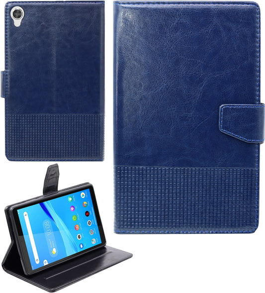 VAKIBO Horizontal Premium Dotted Blue Coloured Sysnthatic Leather Flip Cover Case Suitable for Lenovo Tab M8 FHD 2nd Gen 8705F