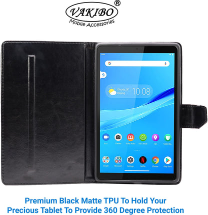 VAKIBO Horizontal Premium Dotted Dark Brown Coloured Sysnthatic Leather Flip Cover Case Suitable for Lenovo Tab M8 FHD 2nd Gen 8705F