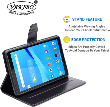 VAKIBO Horizontal Premium Dotted Dark Brown Coloured Sysnthatic Leather Flip Cover Case Suitable for Lenovo Tab M8 FHD 2nd Gen 8705F