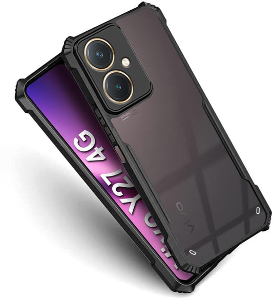 VAKIBO Super Premium Black Border Transparent Case With Corner Protection & Camera Protection Suitable for Vivo Y27 4G