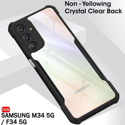 VAKIBO Best Selling Black and Transparent Back Cover Case Made With Soft TPU and Acrylic With 4 Corner and Camera Protection Suitable for Samsung Galaxy M34 5G