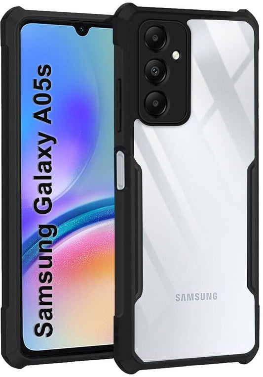 VAKIBO Best Selling Black and Transparent Back Cover Case Made With Soft TPU and Acrylic With 4 Corner and Camera Protection Suitable for Samsung Galaxy A05S