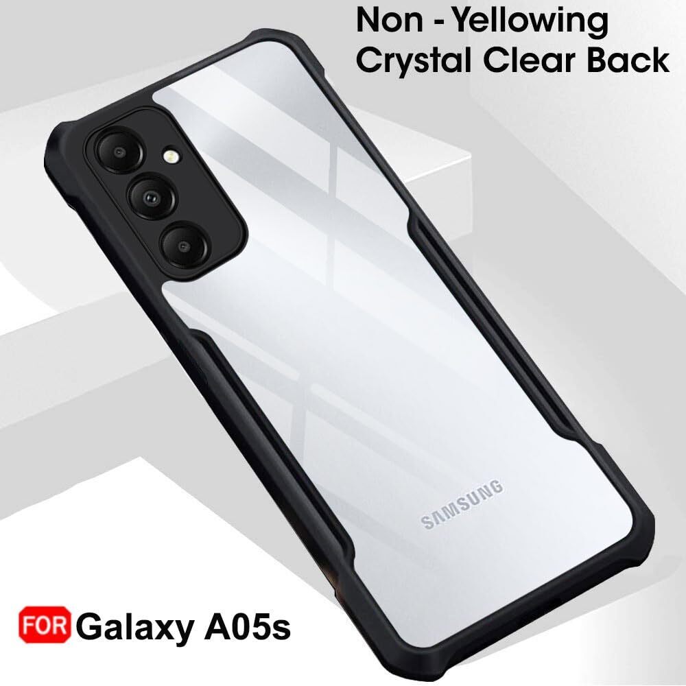 VAKIBO Best Selling Black and Transparent Back Cover Case Made With Soft TPU and Acrylic With 4 Corner and Camera Protection Suitable for Samsung Galaxy A05S