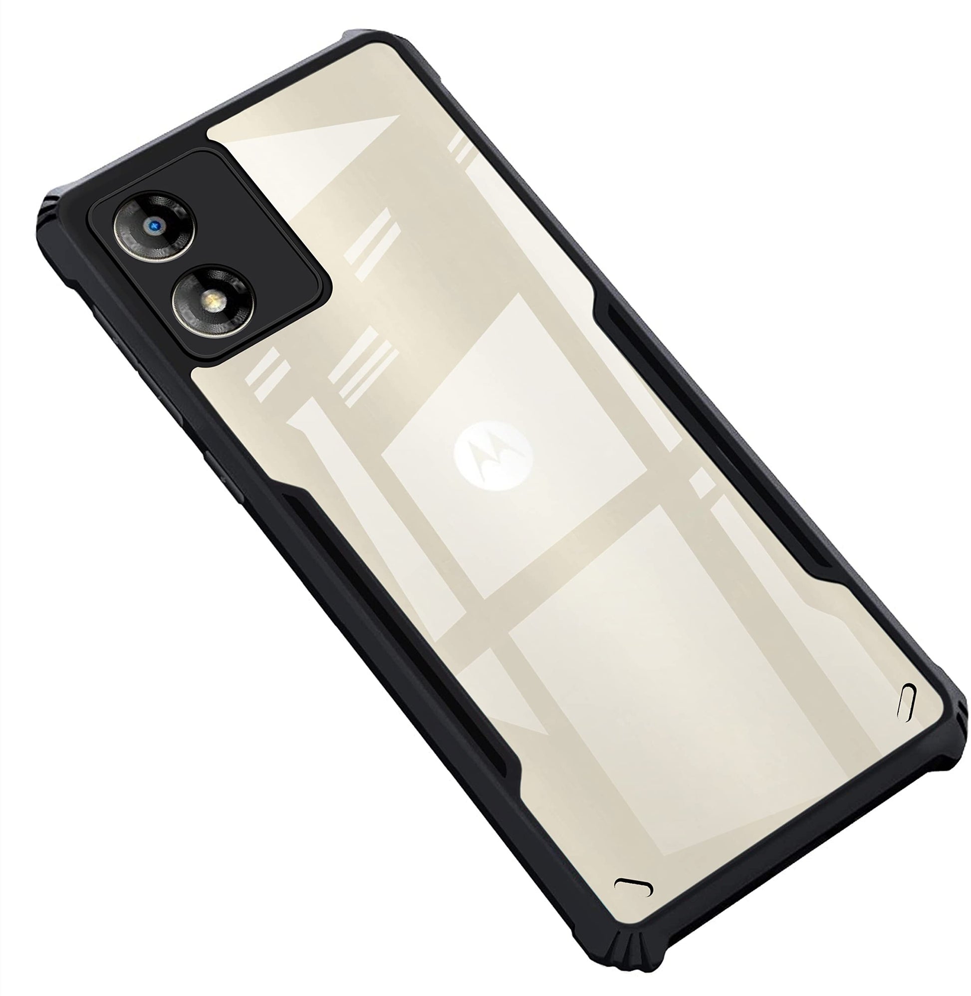 VAKIBO Super Premium Black Border Transparent Case With Corner Protection & Camera Protection Suitable for Moto E13