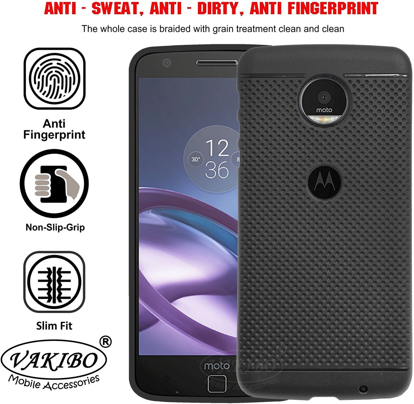 VAKIBO Dotted Design Black Coloured Soft TPU Back Cover Case Suitable for Moto Z