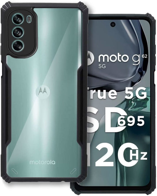 VAKIBO Super Premium Black Border Transparent Case With Corner Protection & Camera Protection Suitable for Moto G62