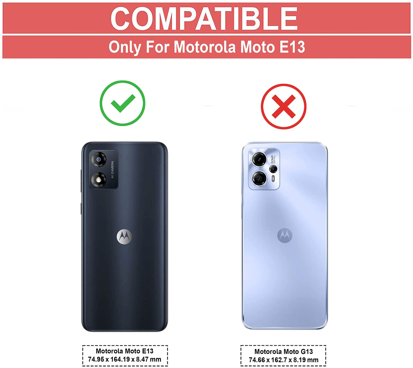 VAKIBO Super Premium Black Border Transparent Case With Corner Protection & Camera Protection Suitable for Moto E13