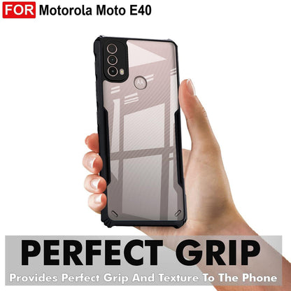 VAKIBO Super Premium Black Border Transparent Case With Corner Protection & Camera Protection Suitable for Moto E40
