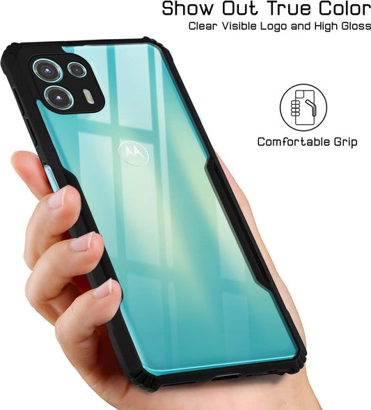 VAKIBO Best Selling Black and Transparent Back Cover Case Made With Soft TPU and Acrylic With 4 Corner and Camera Protection Suitable for Moto Edge 20 Fusion