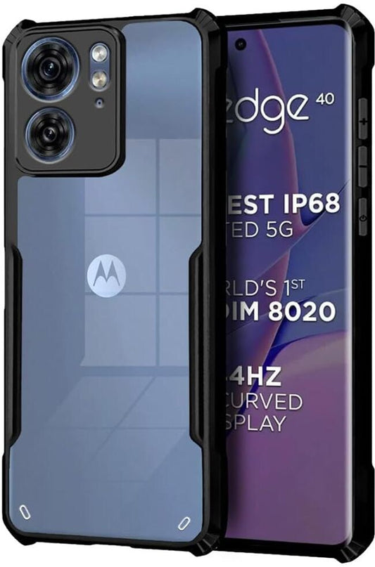 VAKIBO Super Premium Black Border Transparent Case With Corner Protection & Camera Protection Suitable for Moto EDGE40