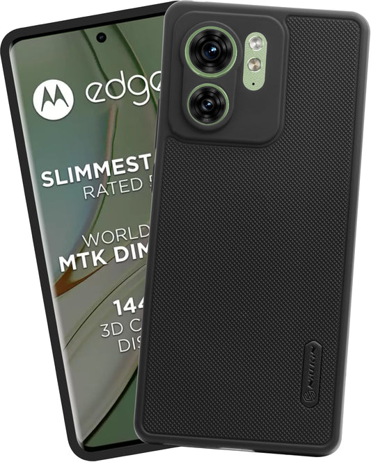 VAKIBO Niukin Dotted Design Black Coloured Soft TPU Rubber Back Cover Case With Camera Protection Ring Suitable for Moto Edge 40