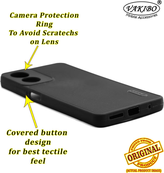 VAKIBO Niukin Dotted Design Black Coloured Soft TPU Rubber Back Cover Case With Camera Protection Ring Suitable for Moto G04