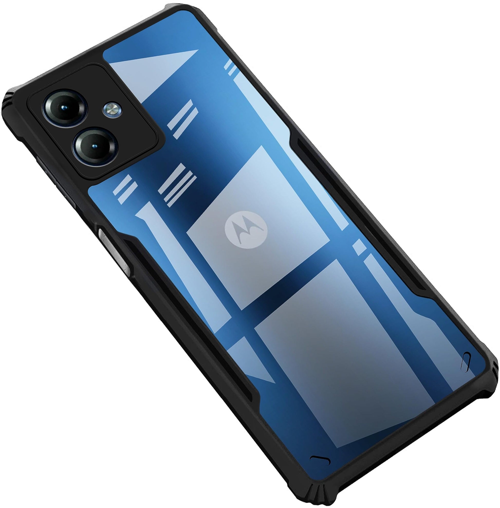 VAKIBO Super Premium Black Border Transparent Case With Corner Protection & Camera Protection Suitable for Moto G14