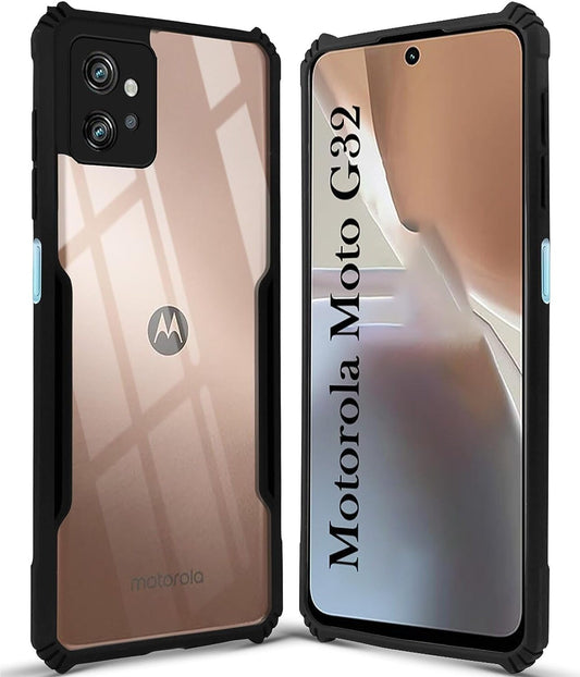 VAKIBO Super Premium Black Border Transparent Case With Corner Protection & Camera Protection Suitable for Moto G32