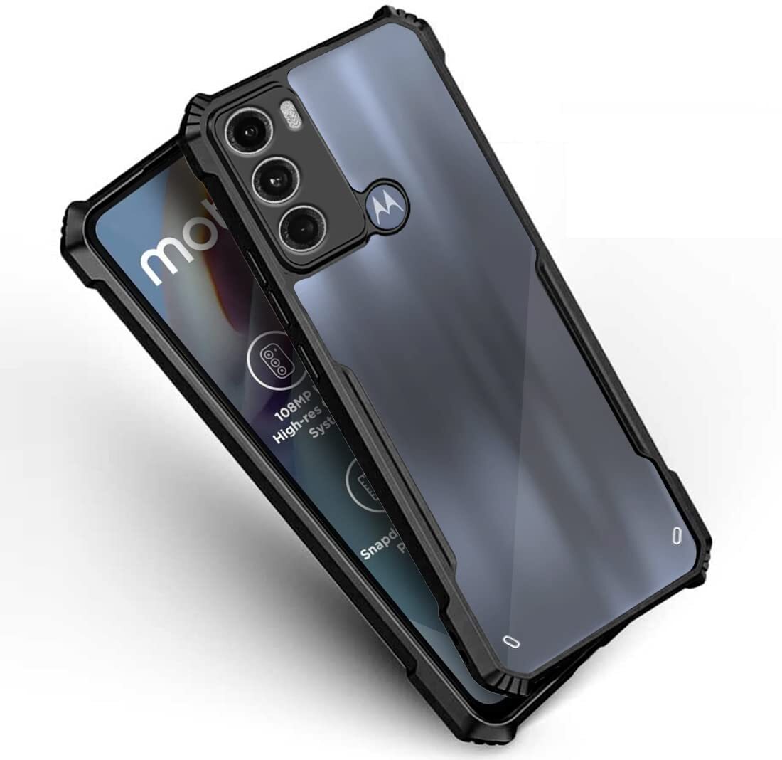 VAKIBO Super Premium Black Border Transparent Case With Corner Protection & Camera Protection Suitable for Moto G60