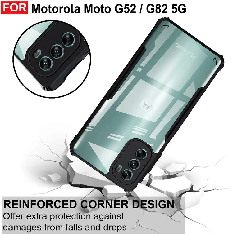 VAKIBO Best Selling Black and Transparent Back Cover Case Made With Soft TPU and Acrylic With 4 Corner and Camera Protection Suitable for Moto G82