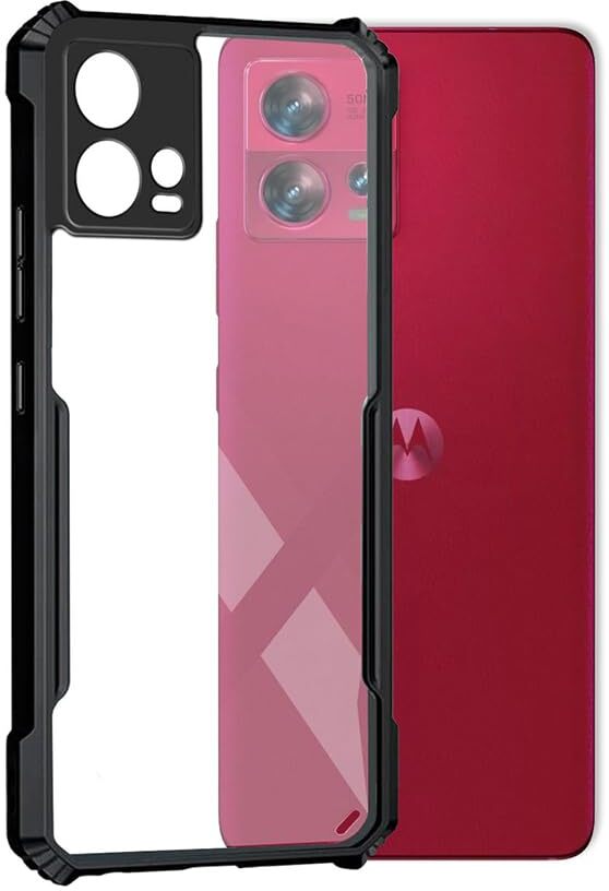 VAKIBO Super Premium Black Border Transparent Case With Corner Protection & Camera Protection Suitable for Moto G72