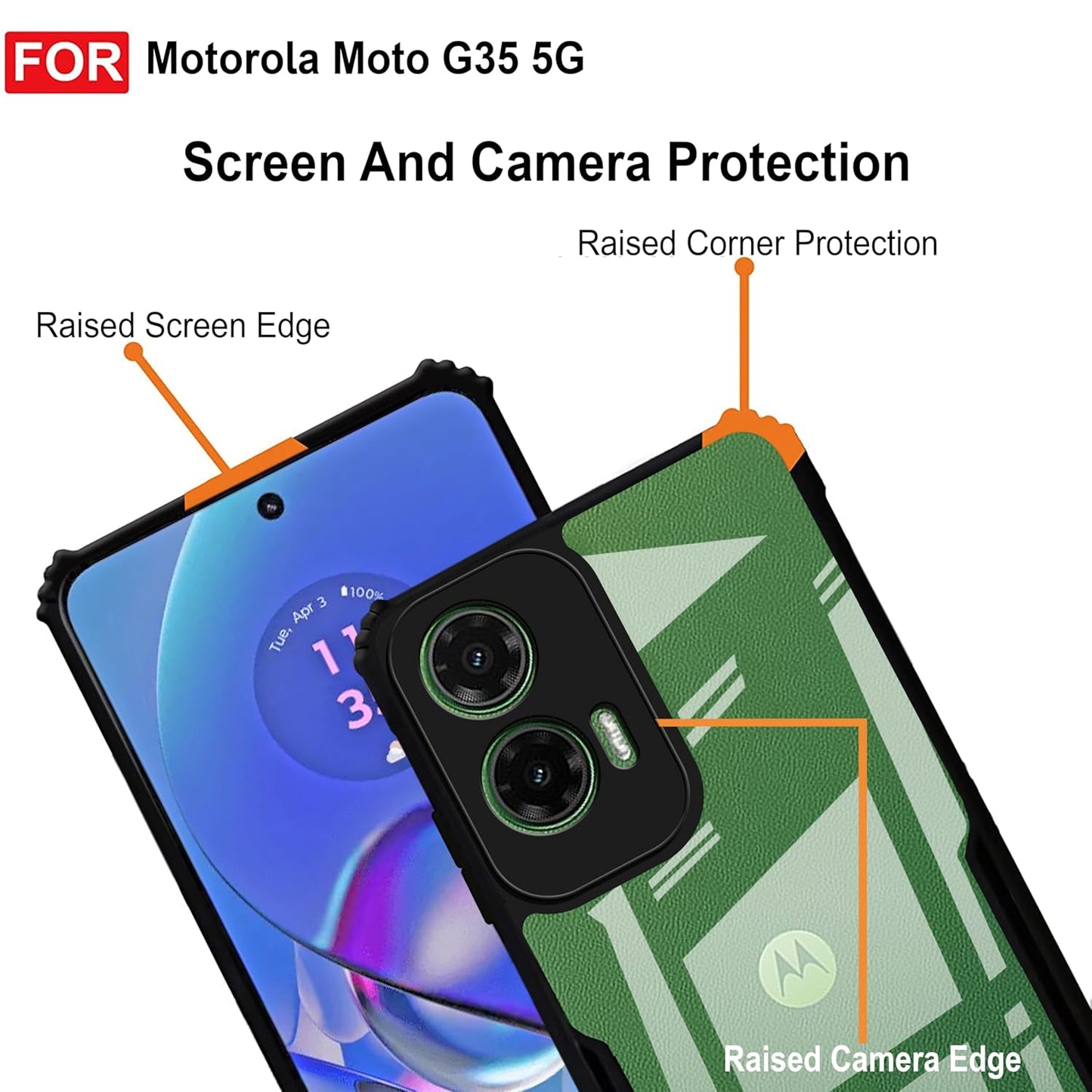 VAKIBO Best Selling Black and Transparent Back Cover Case Made With Soft TPU and Acrylic With 4 Corner and Camera Protection Suitable for Moto G35