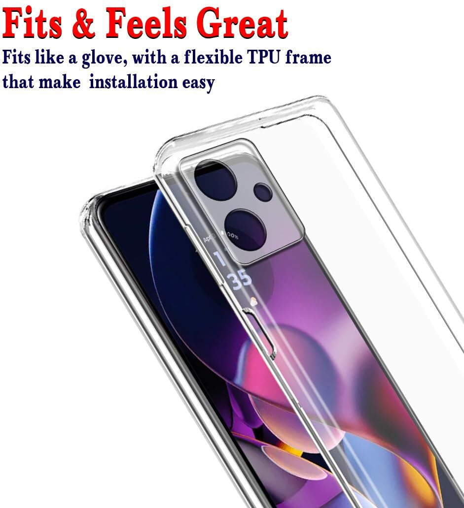 VAKIBO Premium Clear 2MM Thick Transparent Soft TPU Rubber Back Cover Case With Camera Protection Suitable for Moto G54