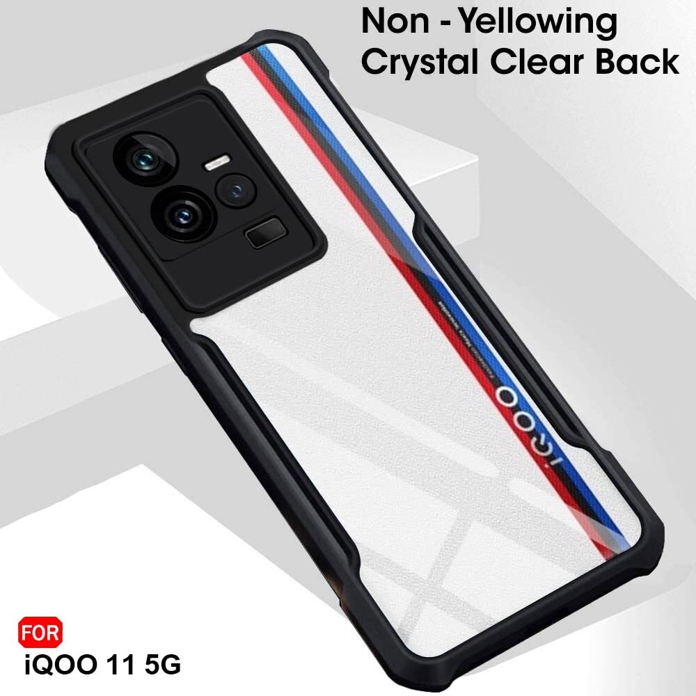 VAKIBO Super Premium Black Border Transparent Case With Corner Protection & Camera Protection Suitable for iQOO 11 5G